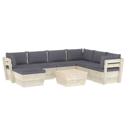 Salon de jardin palette 8 pcs avec coussins Épicéa imprégné