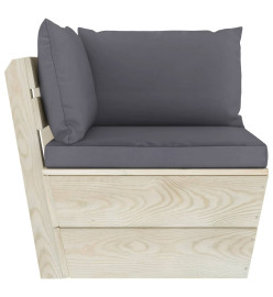 Salon de jardin palette 8 pcs avec coussins Épicéa imprégné