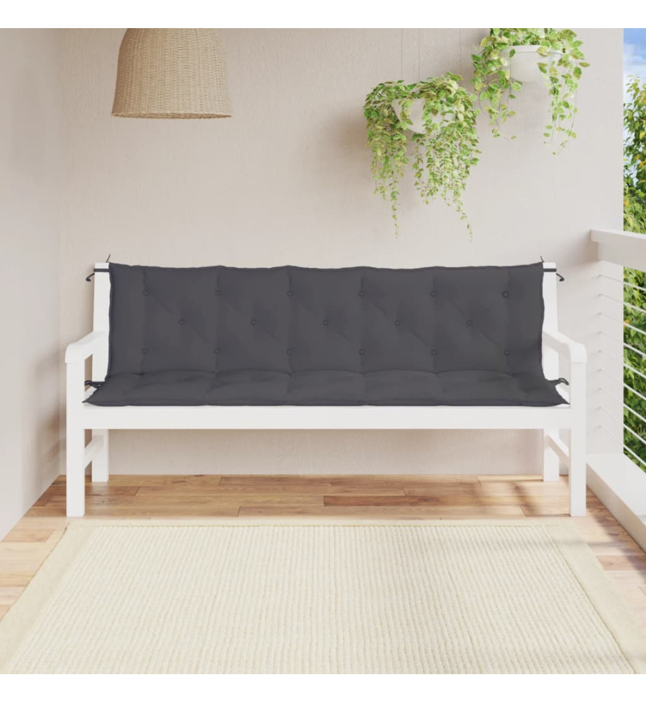 Coussins de banc de jardin 2 pcs anthracite tissu Oxford