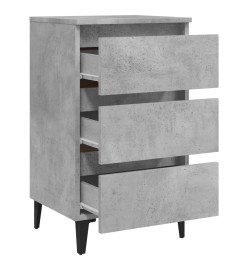 Tables de chevet pieds en métal 2 pcs Gris béton 40x35x69 cm