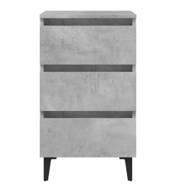 Tables de chevet pieds en métal 2 pcs Gris béton 40x35x69 cm