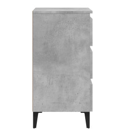 Tables de chevet pieds en métal 2 pcs Gris béton 40x35x69 cm