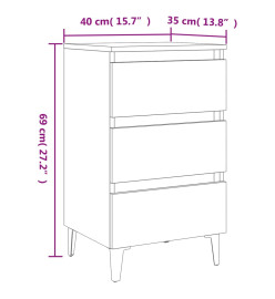 Tables de chevet pieds en métal 2 pcs Gris béton 40x35x69 cm