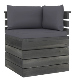 Salon palette de jardin 6 pcs avec coussins Bois de pin massif
