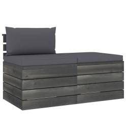 Salon palette de jardin 2 pcs avec coussins Bois de pin massif