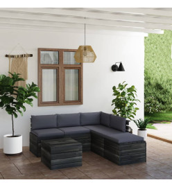 Salon palette de jardin 6 pcs avec coussins Bois de pin