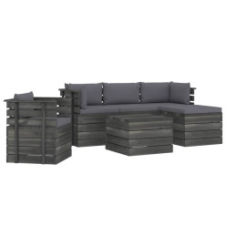 Salon palette de jardin 6 pcs avec coussins Bois de pin massif