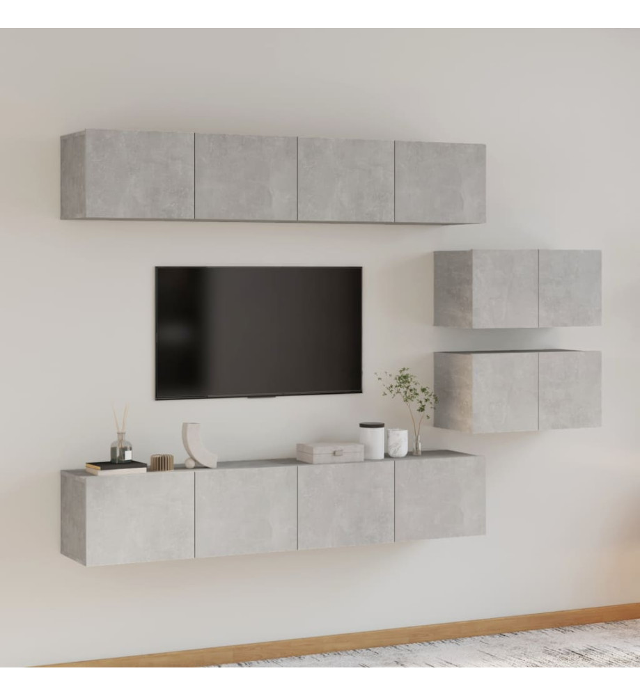 Ensemble de meubles TV 6 pcs Gris béton Bois d'ingénierie