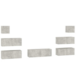 Ensemble de meubles TV 7 pcs Gris béton Bois d'ingénierie