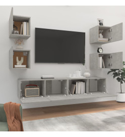 Ensemble de meubles TV 6 pcs Gris béton Bois d'ingénierie