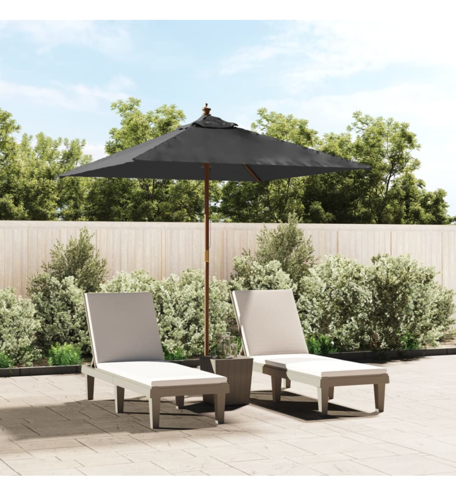 Parasol de jardin avec mât en bois anthracite 198x198x231 cm