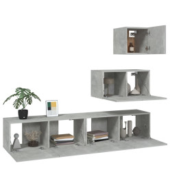 Ensemble de meubles TV 4 pcs Gris béton Bois d'ingénierie