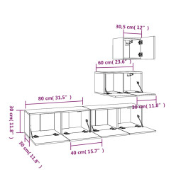 Ensemble de meubles TV 4 pcs Gris béton Bois d'ingénierie