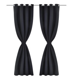 Rideau occultant 2 pcs avec œillets métalliques 135x175 cm Noir