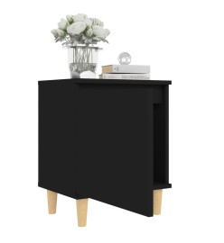 Tables de chevet avec pieds en bois 2 pcs Noir 40x30x50 cm