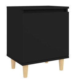 Tables de chevet avec pieds en bois 2 pcs Noir 40x30x50 cm