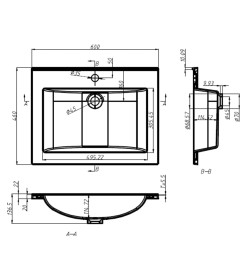 Lavabo encastré 600x460x130 mm SMC Blanc