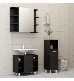 Ensemble de meubles de salle de bain 3 pcs Noir Aggloméré