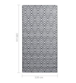 Tapis d'extérieur Blanc et noir 120x180 cm PP