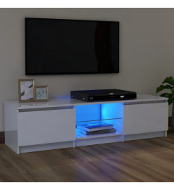 Meuble TV avec lumières LED blanc brillant 120x30x35,5 cm