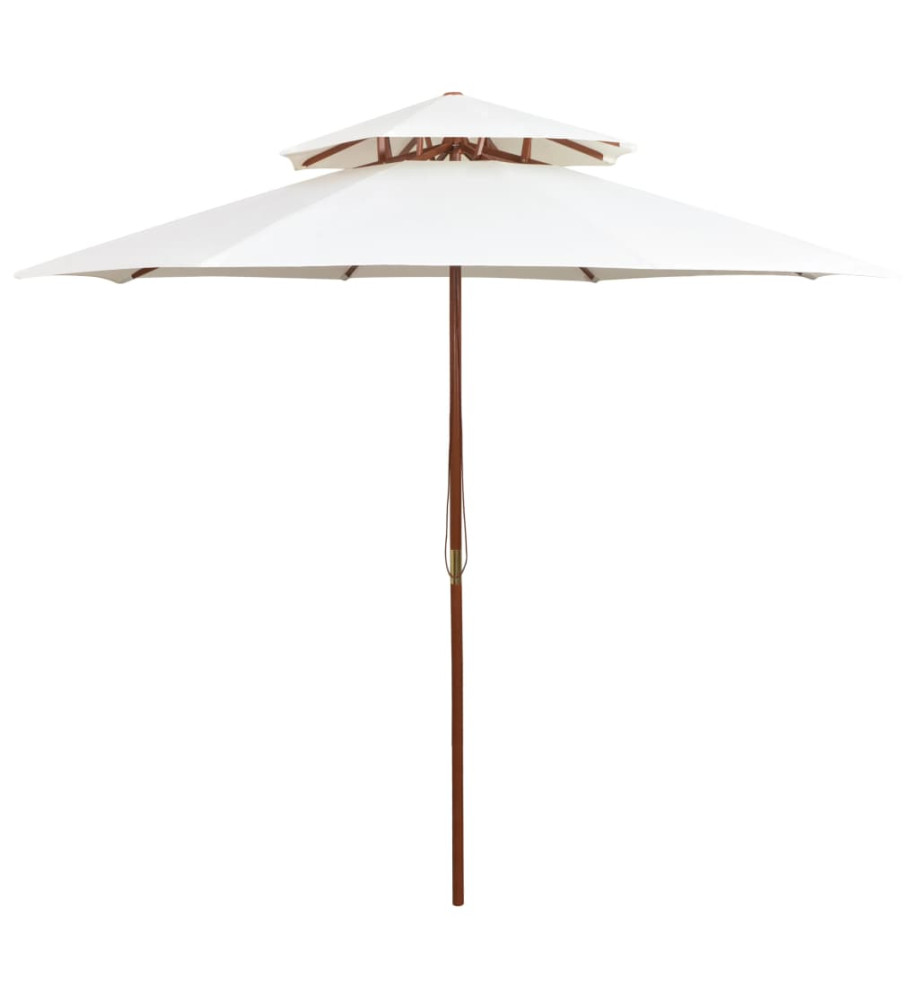 Parasol de terrasse 270 x 270 cm Poteau en bois Blanc crème