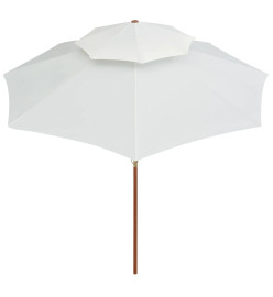 Parasol de terrasse 270 x 270 cm Poteau en bois Blanc crème