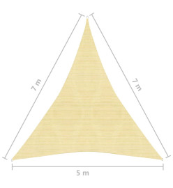 Voile d'ombrage 160 g/m² Beige 5x7x7 m PEHD