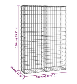 Panier de gabion avec couvercle Fil galvanisé 150 x 100 x 30 cm