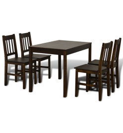 Table de salle à manger avec 4 chaises Marron