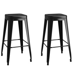 Tabourets de bar empilables lot de 2 noir métal