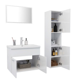 Ensemble de meubles de salle de bain Blanc brillant Aggloméré