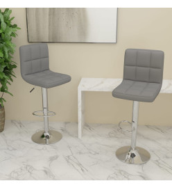 Tabourets de bar lot de 2 gris clair tissu