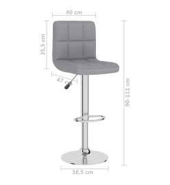 Tabourets de bar lot de 2 gris clair tissu