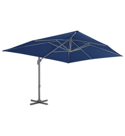 Parasol déporté avec mât en aluminium 4x3 m Bleu azuré