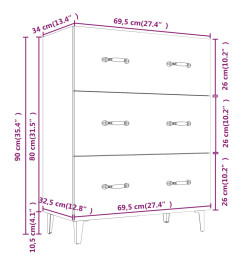 Buffet blanc 69,5x34x90 cm bois d'ingénierie