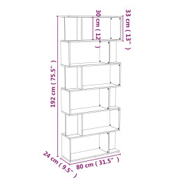 Bibliothèque/Cloison Chêne fumé 80x24x192 cm Bois d'ingénierie