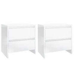 Tables de chevet 2 pcs Blanc brillant 45x34,5x44,5 cm Aggloméré