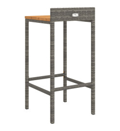 Tabourets de bar 4 pcs gris résine tressée et bois d'acacia