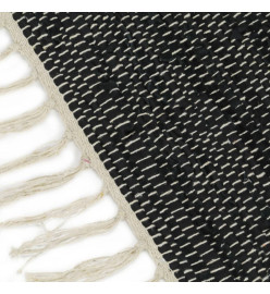 Tapis Chindi tissé à la main Cuir 190x280 cm Gris clair et noir