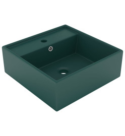 Lavabo carré à trop-plein Vert foncé mat 41x41 cm Céramique