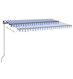 Auvent automatique capteur de vent/LED 400x350 cm Bleu et blanc