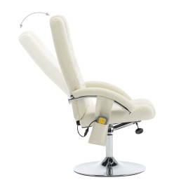 Fauteuil de massage avec repose-pied blanc crème similicuir