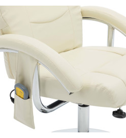 Fauteuil de massage avec repose-pied blanc crème similicuir