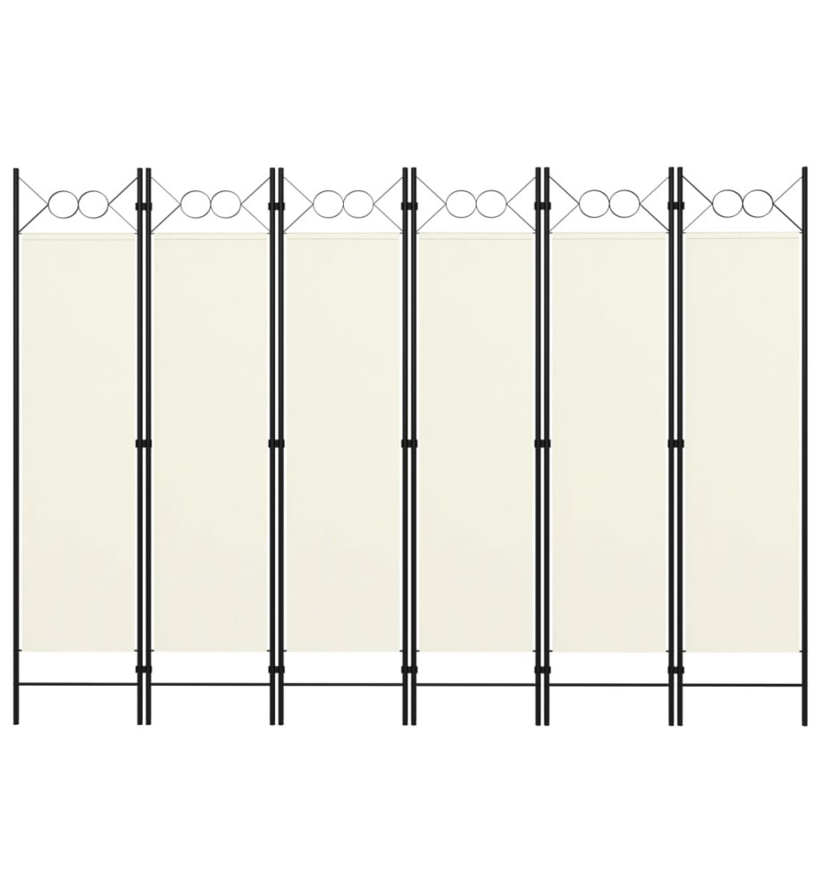 Cloison de séparation 6 panneaux Blanc crème 240x180 cm