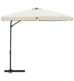 Parasol d'extérieur avec mât en acier 300 cm Blanc sable