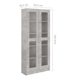 Armoire à vitrine Gris béton 82,5x30,5x185,5 cm Aggloméré