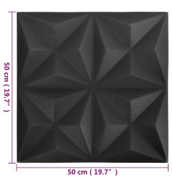 Panneaux muraux 3D 24 pcs 50x50 cm Noir origami 6 m²