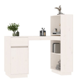 Bureau Blanc 110x53x117 cm Bois massif de pin