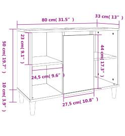 Meuble d'évier gris béton 80x33x60 cm bois d'ingénierie