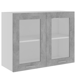 Armoire en verre suspendue Gris béton 80x31x60 cm Aggloméré